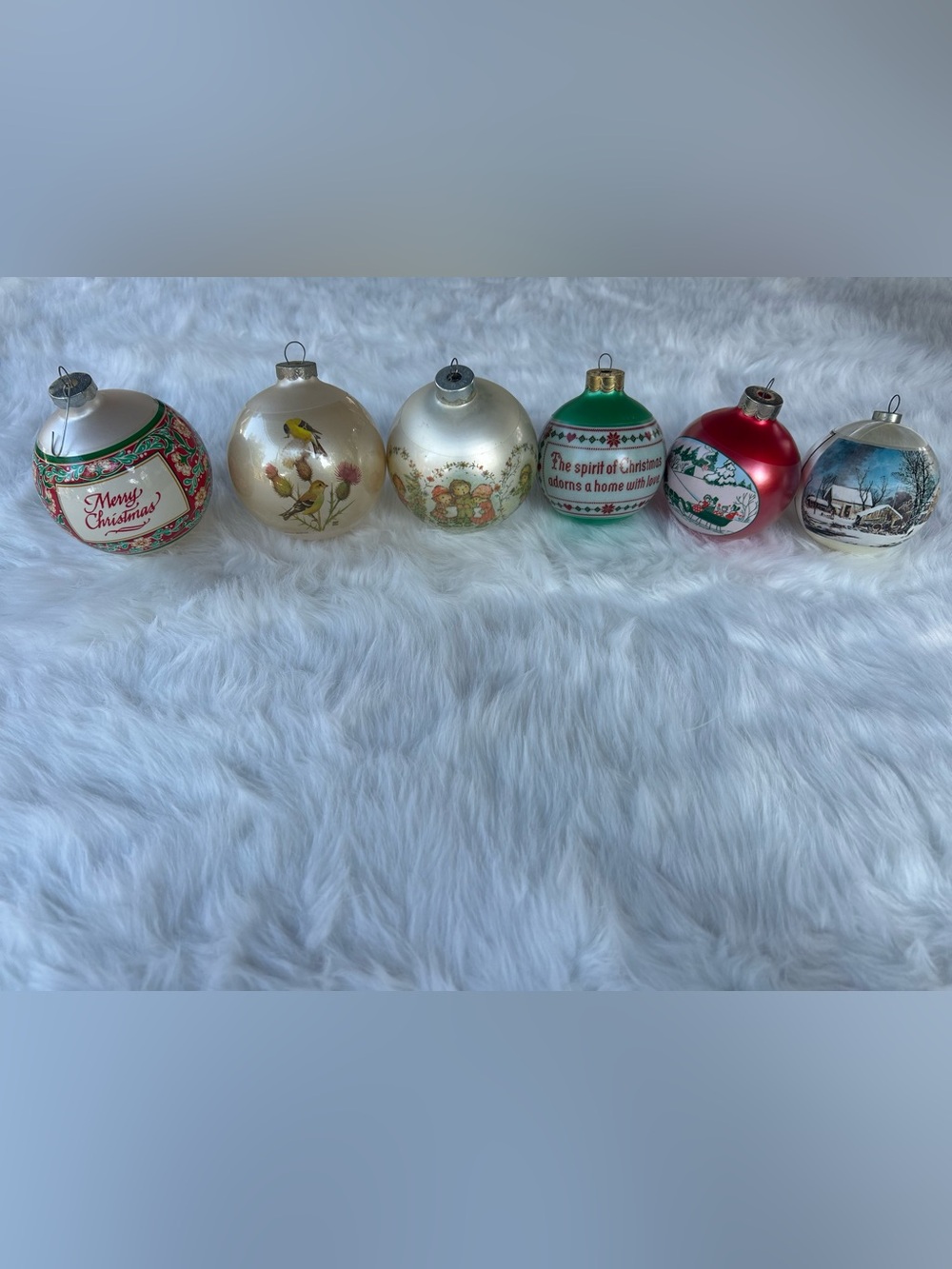 Vintage Holiday Glass Ornament Set - Green, Cream, Red